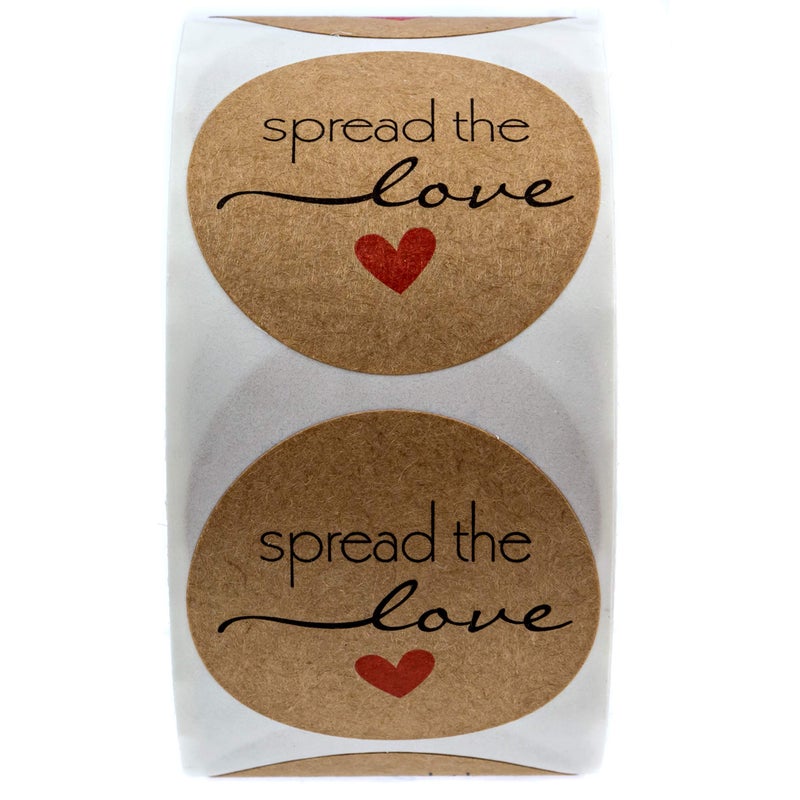 SBlabels Spread The Love Stickers / 500 Canning Labels/Wedding Favor Homemade Jam Jelly Stickers / 1.5" Brown Kraft Small Business Label/Made in The USA - Image 2
